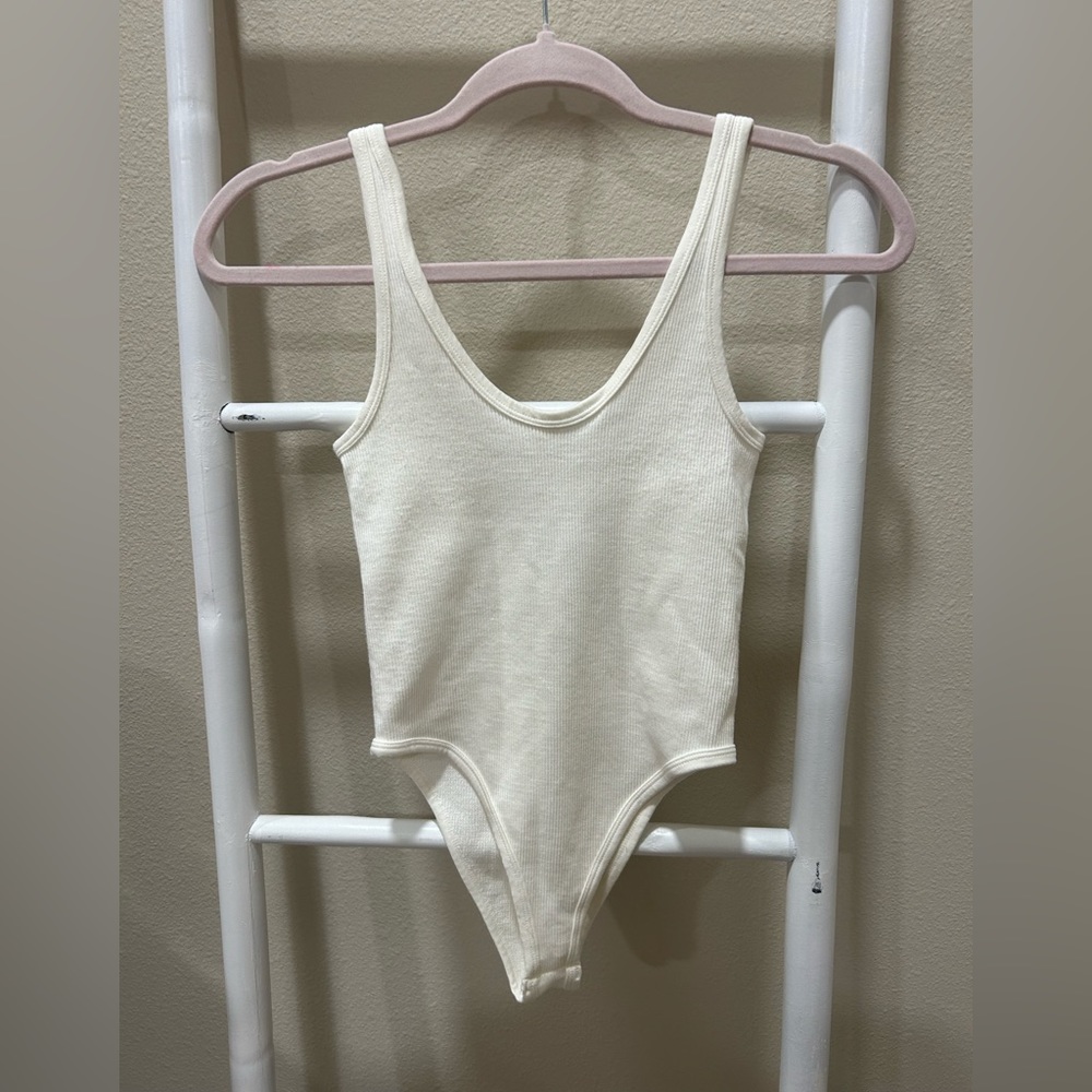By Together White Ribbed Body Suit